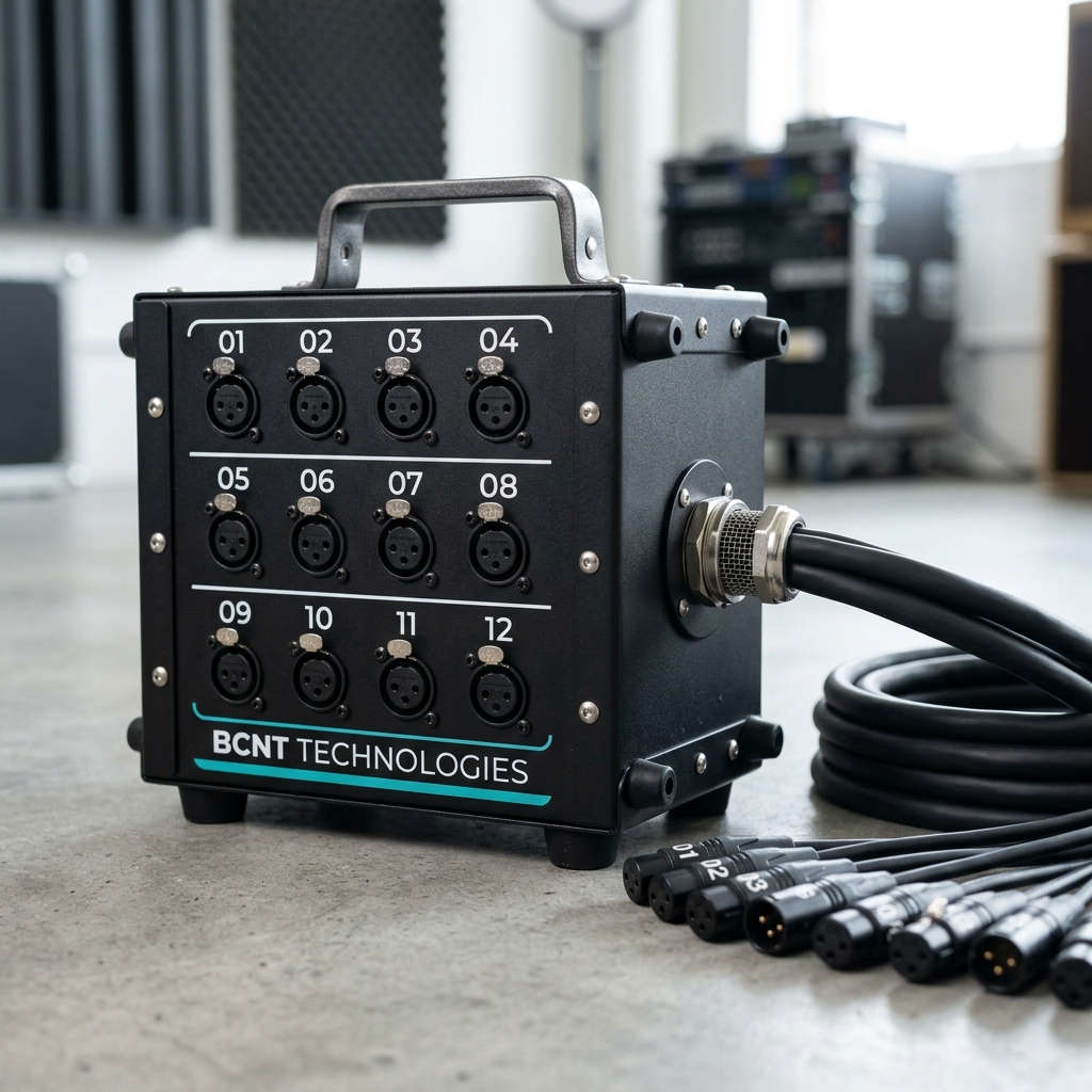 12-Channel Audio Snake - Stage Box, 12 XLR (8 Send + 4 Return)